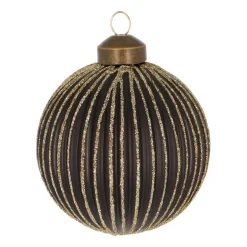 Bold Matte Black Christmas Bauble With Gold Glitters