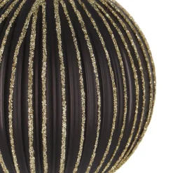 Bold Matte Black Christmas Bauble With Gold Glitters