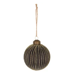Bold Matte Black Christmas Bauble With Gold Glitters