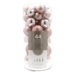 Box Of 44 Antique Pink Baubles | Shatterproof | 5-8 Cm