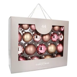 Box Of 44 Baubles Antique Pink Mix | Glass | 5-8 Cm