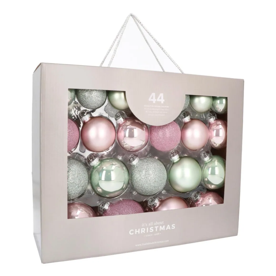 Box Of 44 Baubles Romantic Mix | Glass | 5-8 Cm