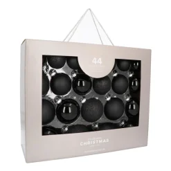 Box Of 44 Black Baubles | Glass | 5-8 Cm