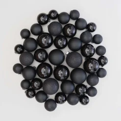 Box Of 44 Black Baubles | Glass | 5-8 Cm