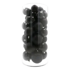 Box Of 44 Black Baubles | Shatterproof | 5-8 Cm