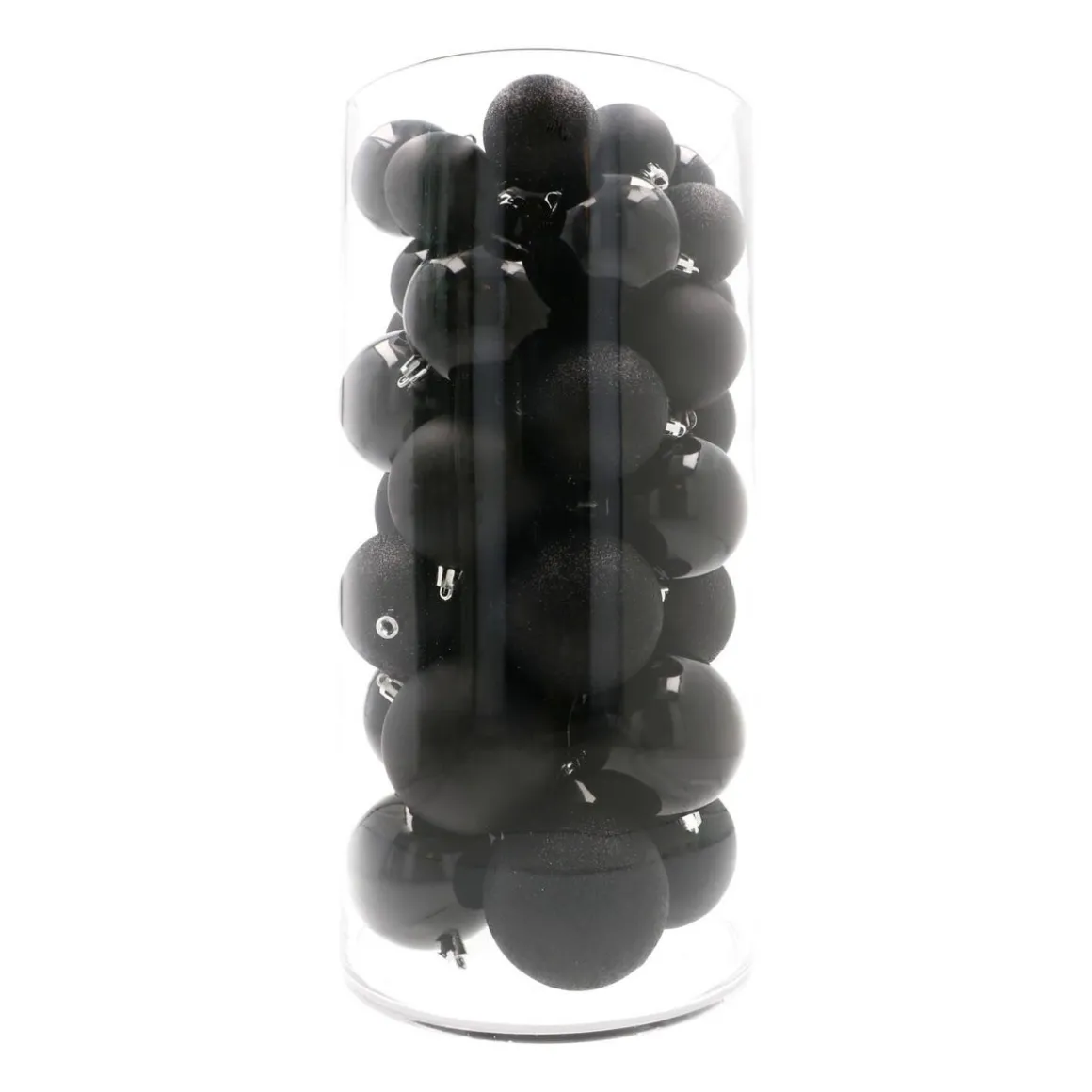 Box Of 44 Black Baubles | Shatterproof | 5-8 Cm