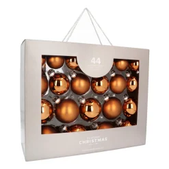 Box Of 44 Bronze Baubles | Glass | 5-8 Cm
