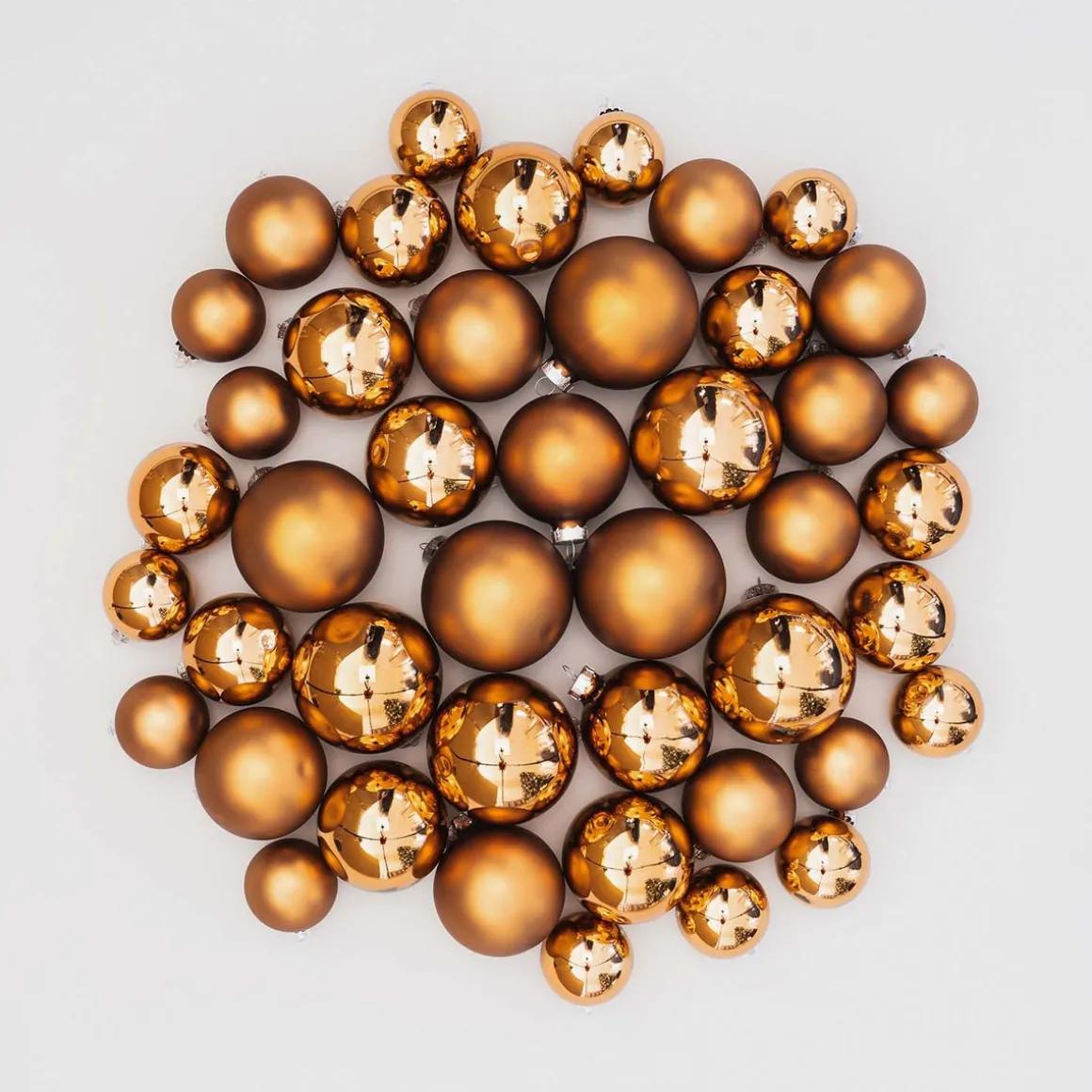Box Of 44 Bronze Baubles | Glass | 5-8 Cm