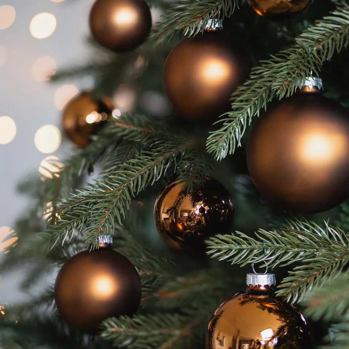 Box Of 44 Bronze Baubles | Glass | 5-8 Cm