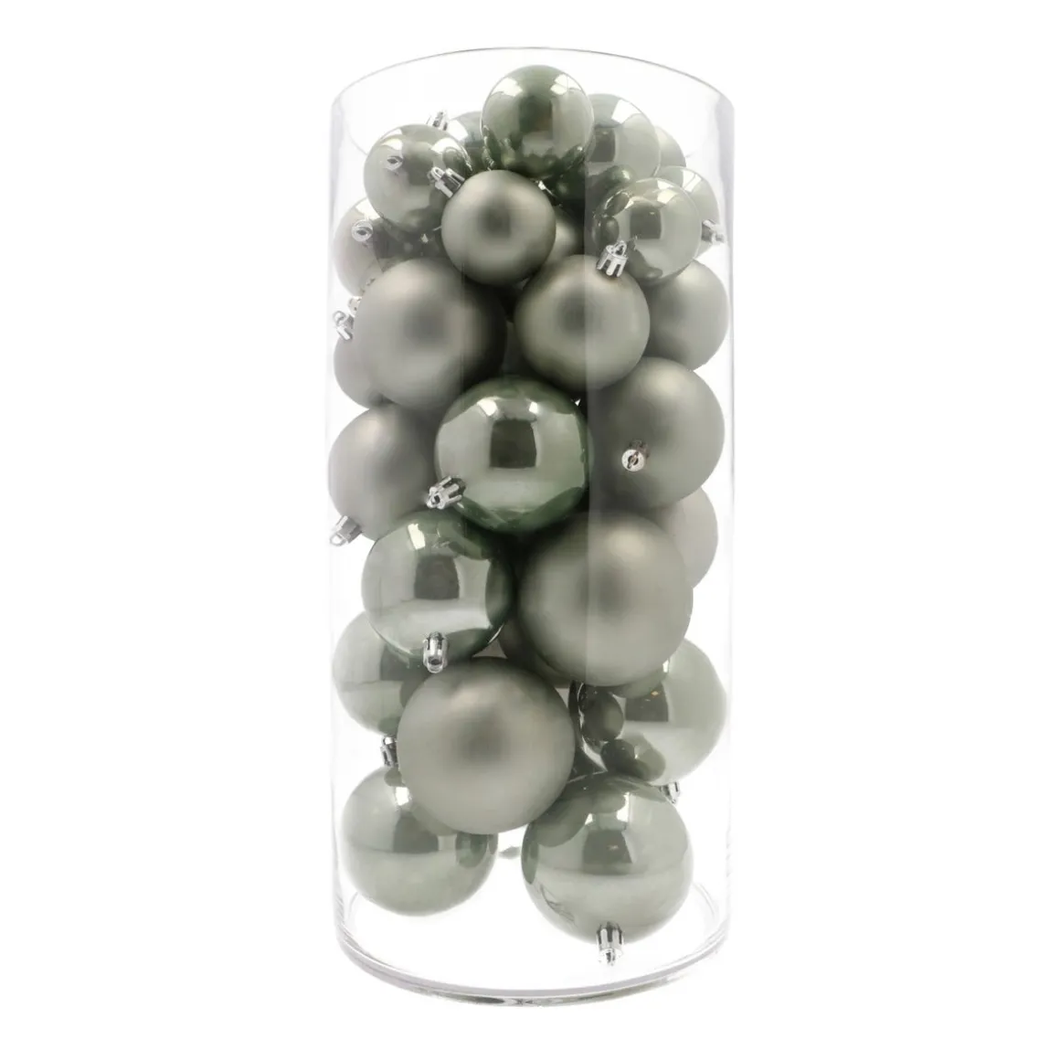 Box Of 44 Cottage Green Baubles | Shatterproof | 5-8 Cm