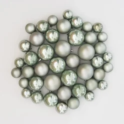 Box Of 44 Cottage Green Baubles | Shatterproof | 5-8 Cm