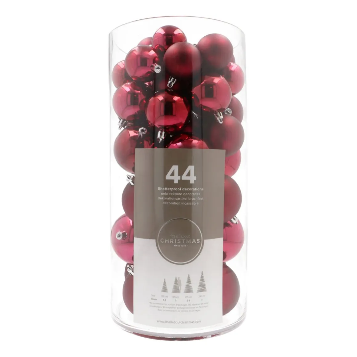 Box Of 44 Dark Red Baubles | Shatterproof | 5-8 Cm