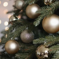 Box Of 44 Light Gold Baubles | Shatterproof | 5-8 Cm