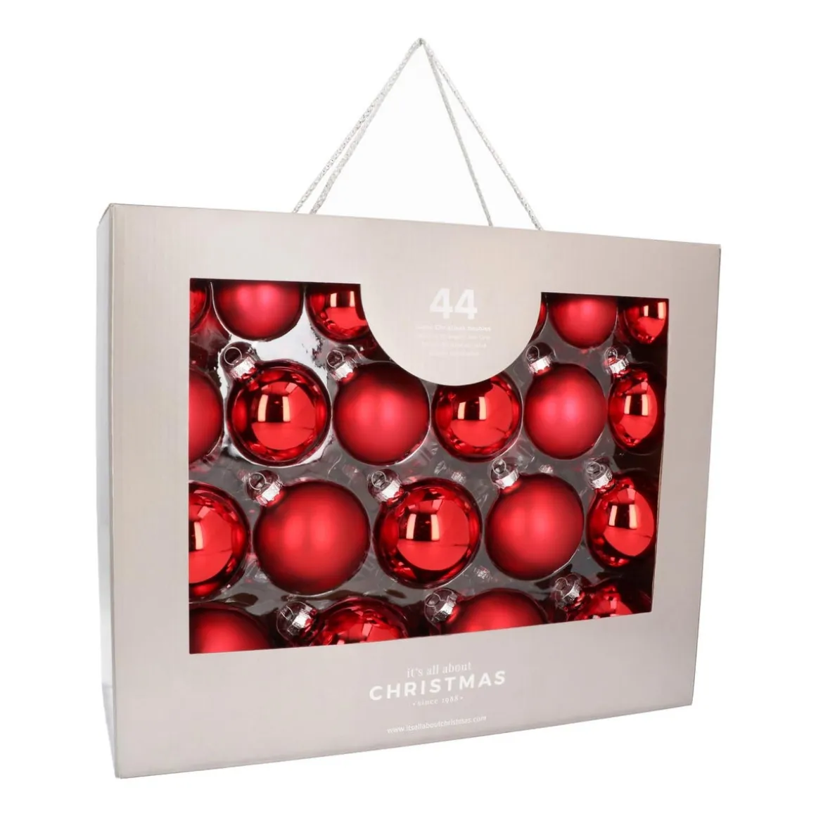 Box Of 44 Red Baubles | Glass | 5-8 Cm