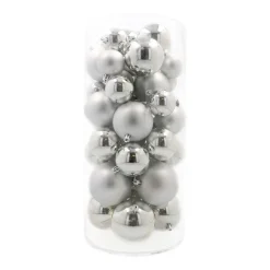 Box Of 44 Silver Baubles | Shatterproof | 5-8 Cm