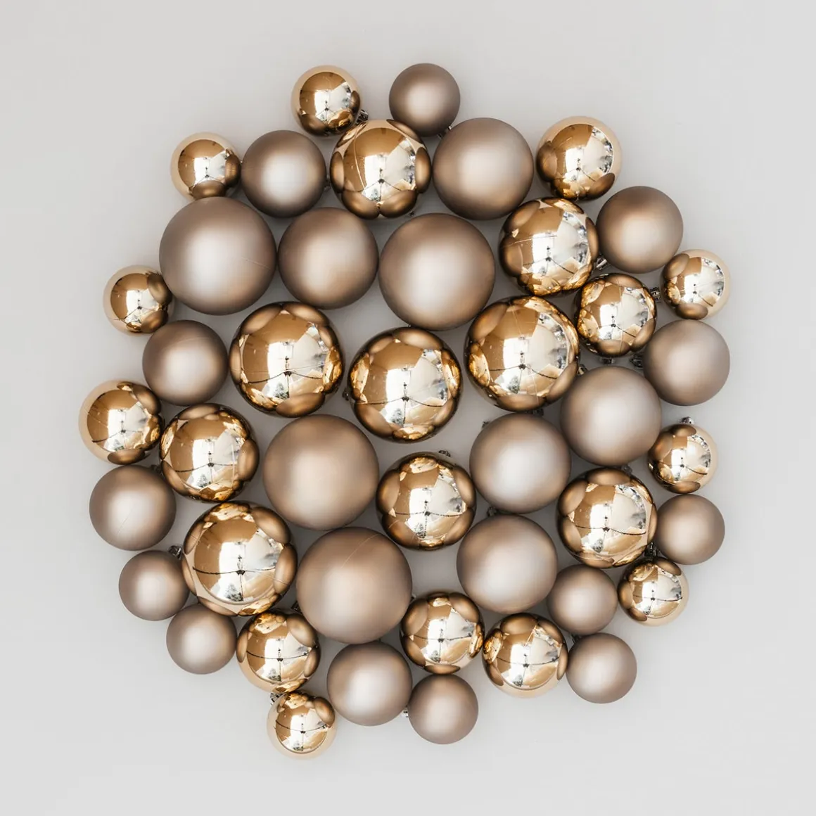 Box Of 44 Taupe Baubles | Shatterproof | 5-8 Cm