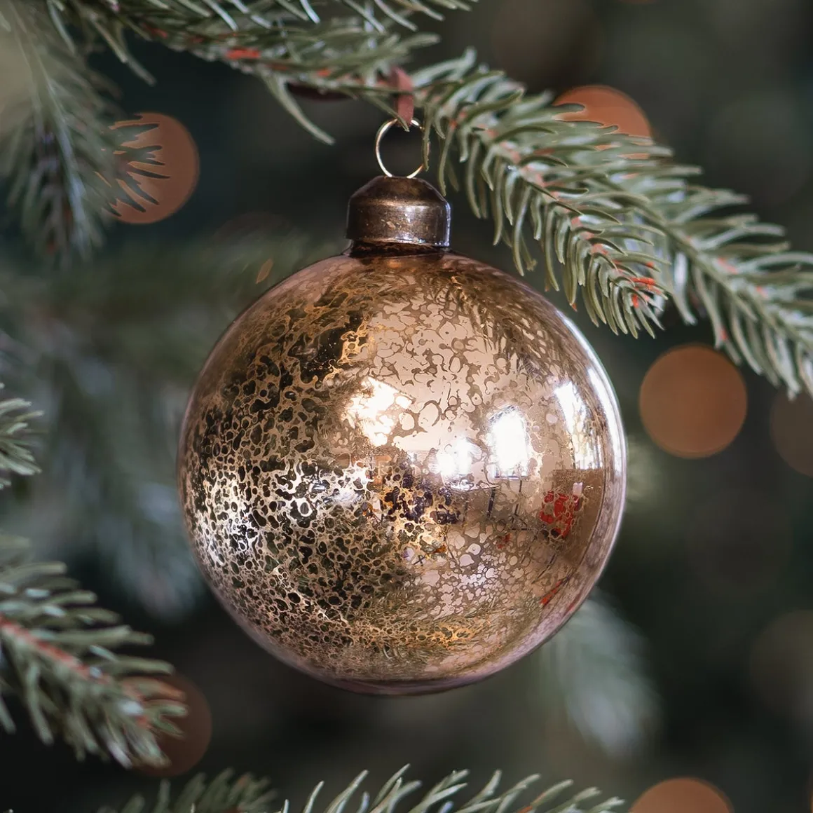 Bronze Christmas Bauble With Vintage Crackle