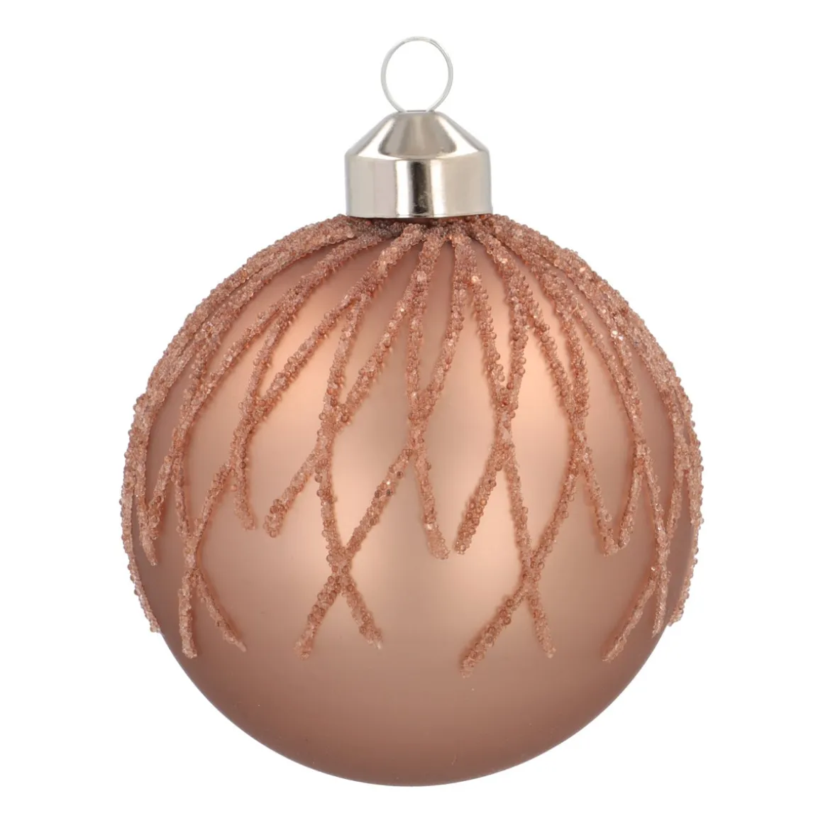 Brown Christmas Bauble With Dewdrop Stripes
