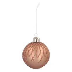 Brown Christmas Bauble With Dewdrop Stripes
