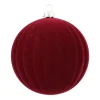 Burgundy Red Velvet Christmas Bauble With Relief