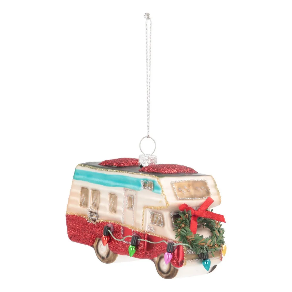 Camper Van Ornament, Glass, Red, 11cm/4.5in