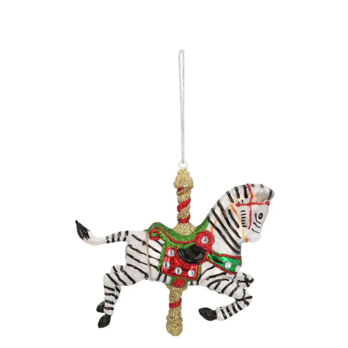 Carousel Zebra Christmas Ornament | Glass | 10 Cm