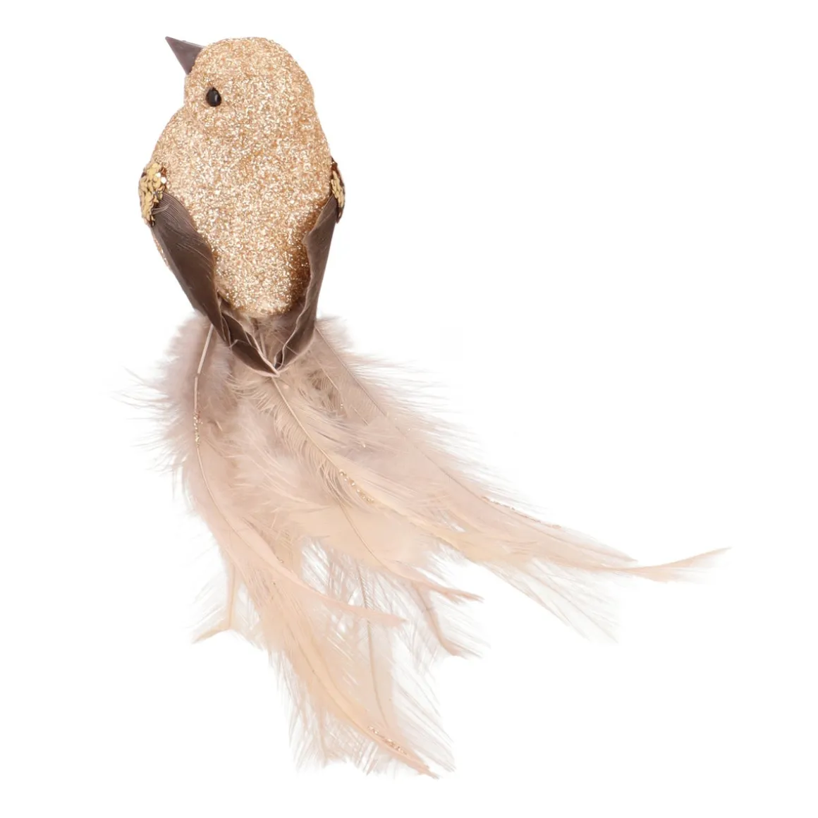 Champagne Bird With Glitter On A Stylish Clip