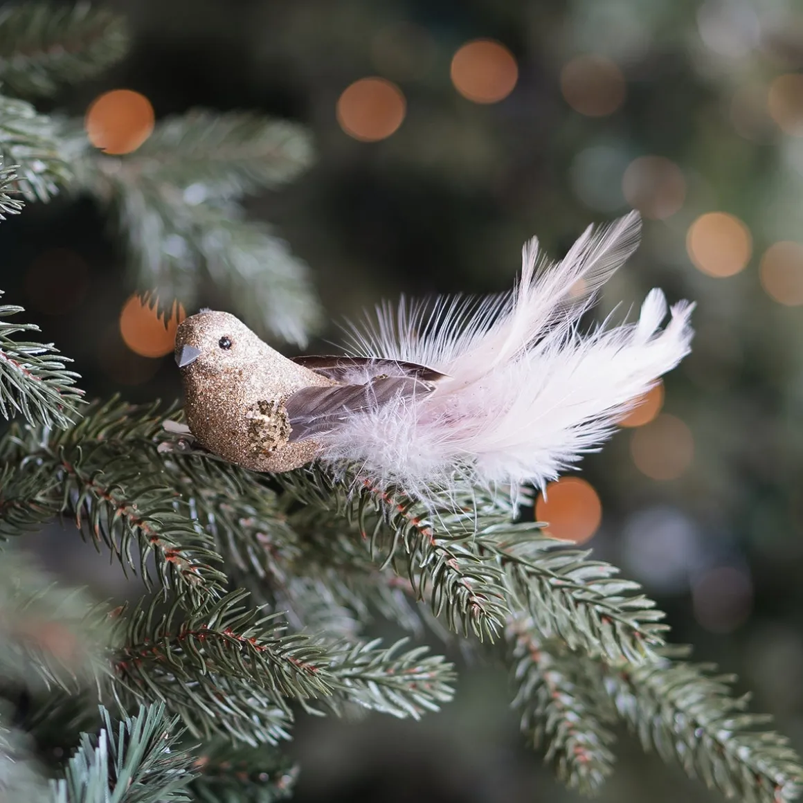 Champagne Bird With Glitter On A Stylish Clip