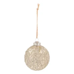 Champagne Christmas Bauble With Leaf Vein Relief