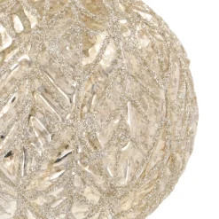 Champagne Christmas Bauble With Leaf Vein Relief