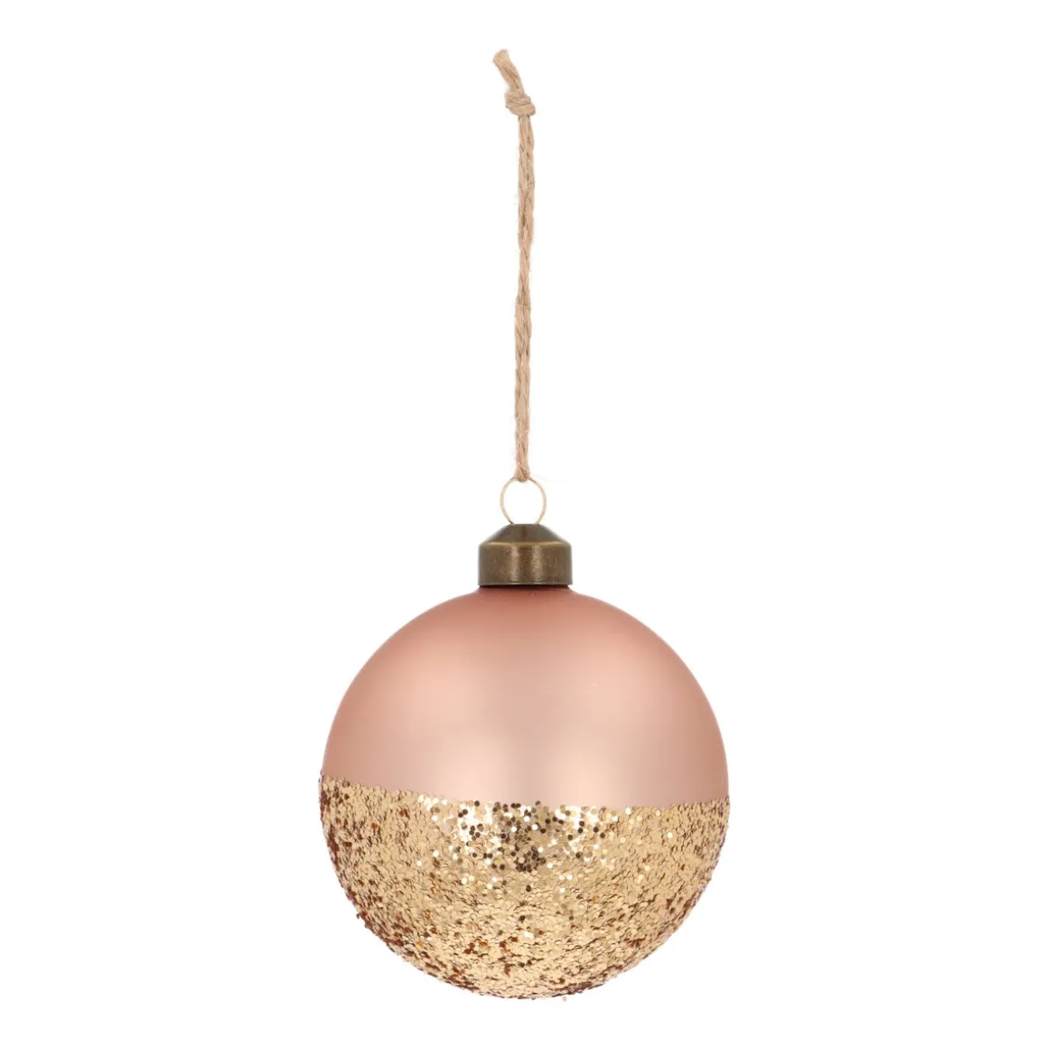 Champagne Christmas Bauble With Glitter Dip