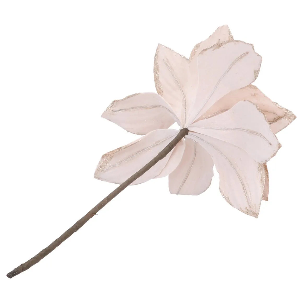 Champagne Christmas Rose With Glitter Leaves