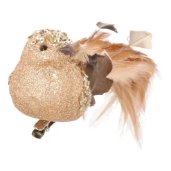 Champagne Hummingbird On A Clip With Glitter