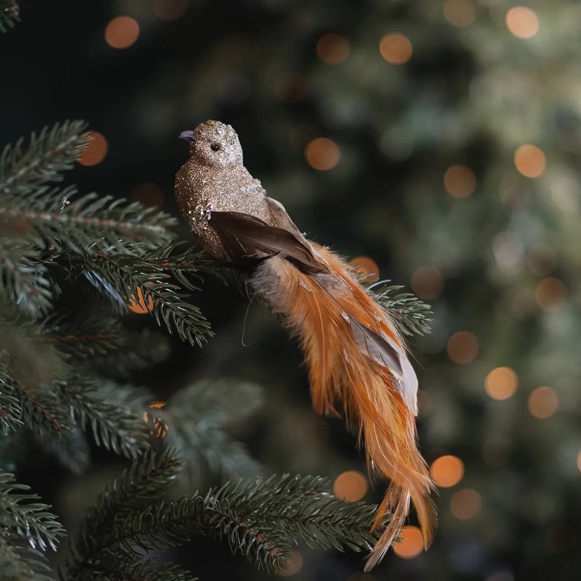 Champagne Hummingbird On A Clip With Glitter