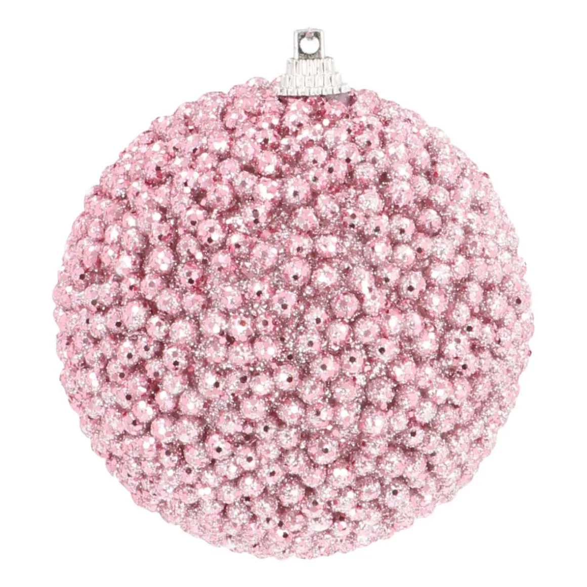 Christmas Bauble With Beads 8 Cm Pink