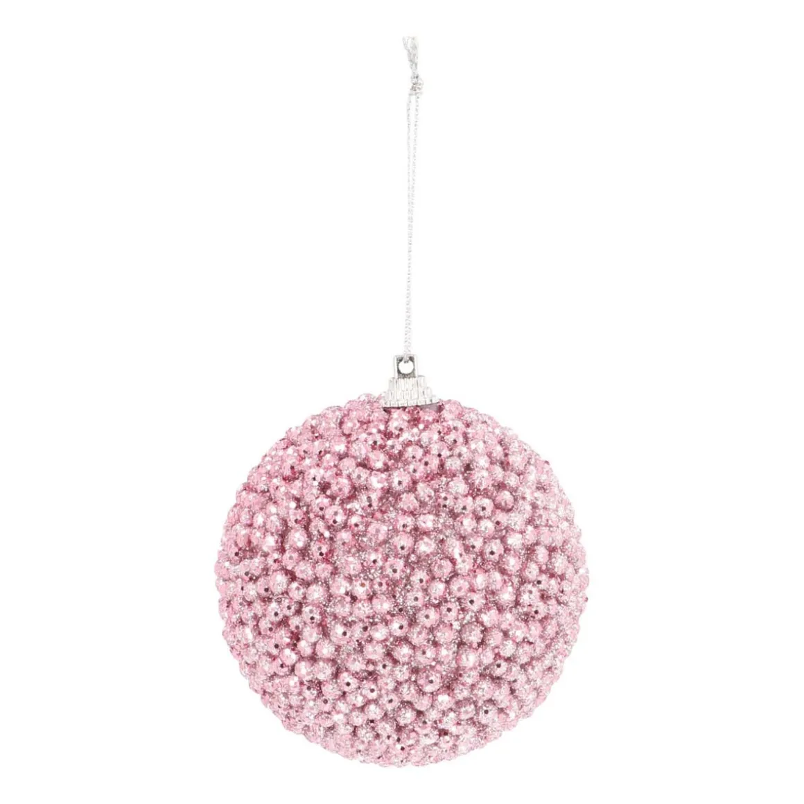 Christmas Bauble With Beads 8 Cm Pink