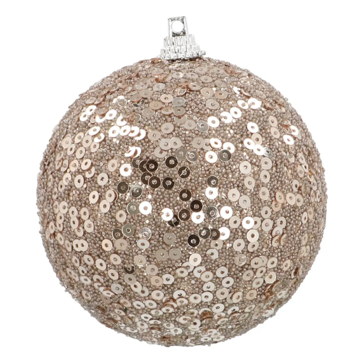 Christmas Bauble With Sequins 8cm Champagne