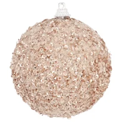 Christmas Bauble With Sequins 8cm Champagne