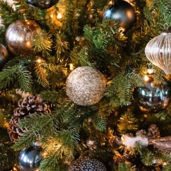 Christmas Bauble With Sequins 8cm Champagne