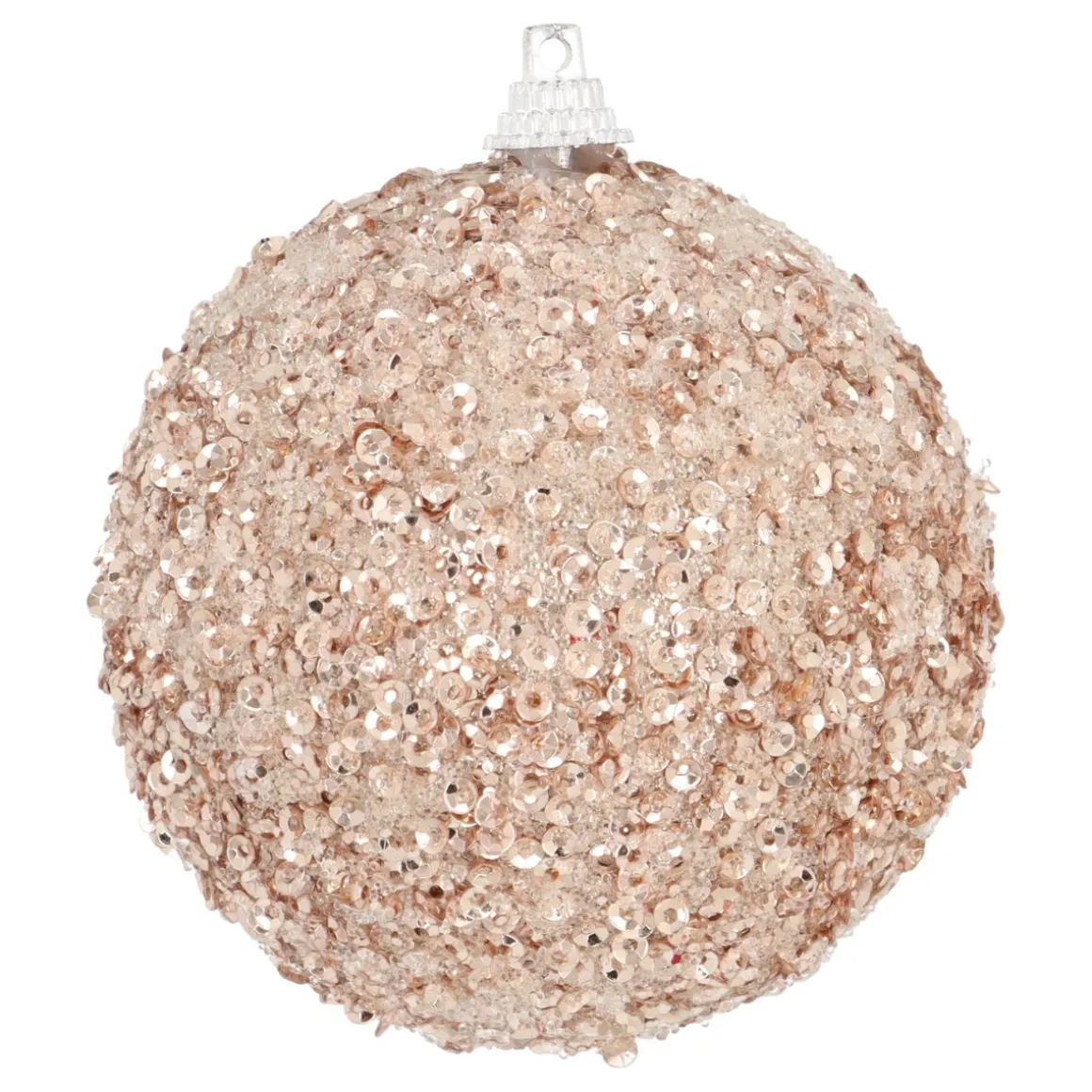 Christmas Bauble With Sequins 8cm Champagne