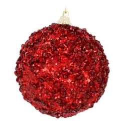 Christmas Bauble With Sequins 8 Cm Christmas Red