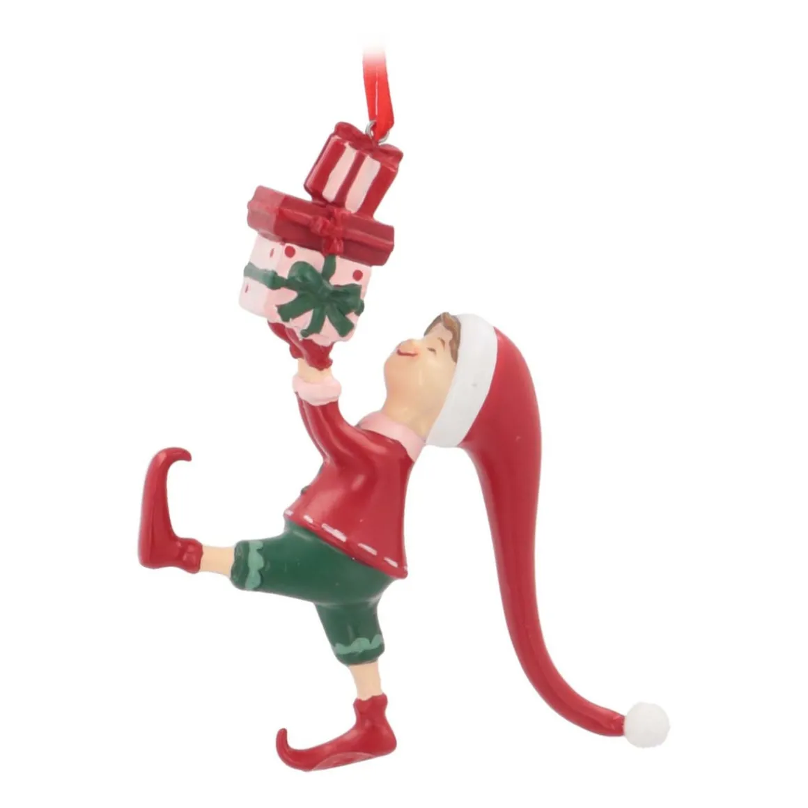 Christmas Elf With Gifts Hanger | Polyresin | 13cm