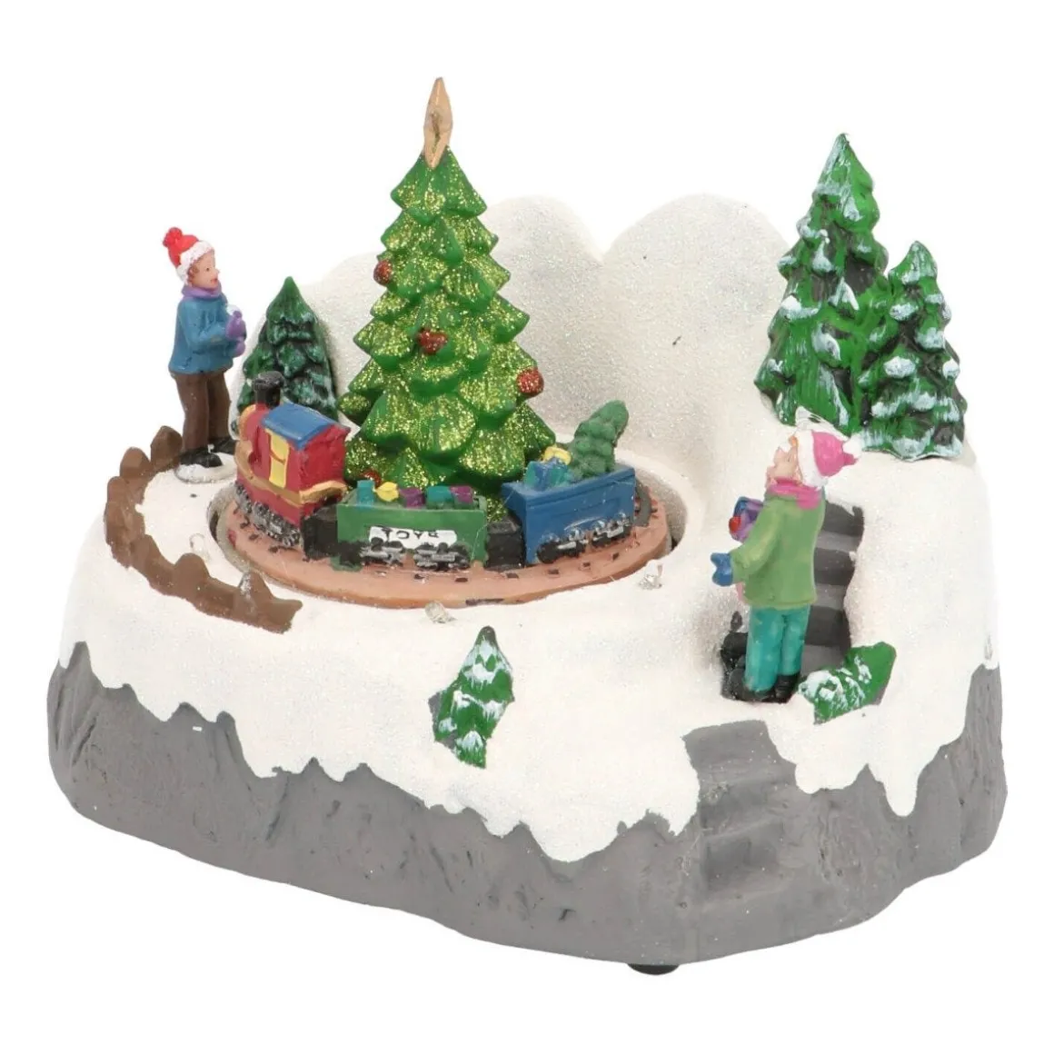 Christmas Figurine Tree And Train 17.5 Cm, Music & LED