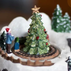 Christmas Figurine Tree And Train 17.5 Cm, Music & LED