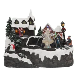 Christmas House With Real Fountain, LED & Sound, 27,5cm