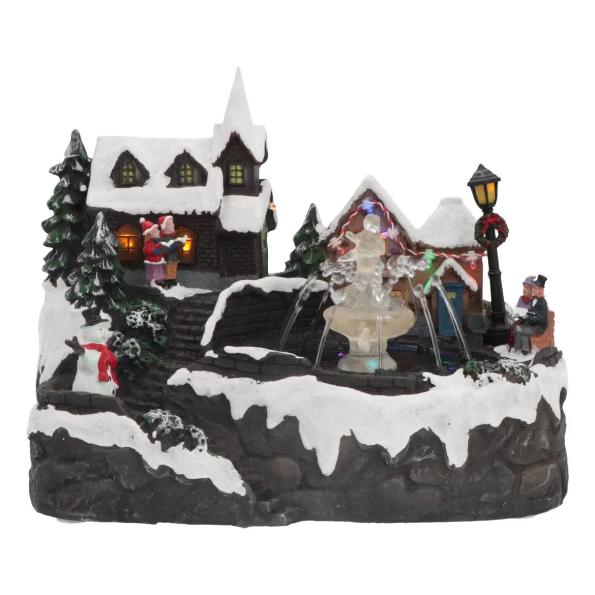 Christmas House With Real Fountain, LED & Sound, 27,5cm