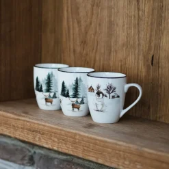 Christmas Mug With Deer And Gold Trim