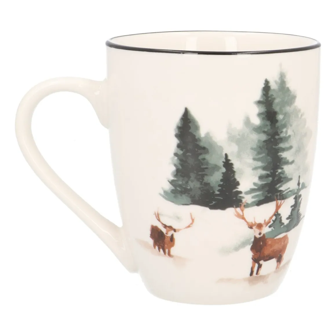 Christmas Mug With Deer And Gold Trim