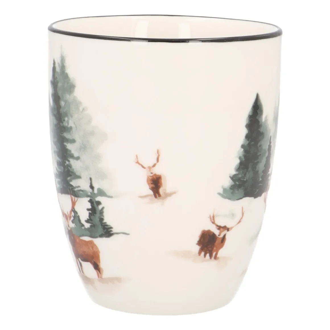 Christmas Mug With Deer And Gold Trim