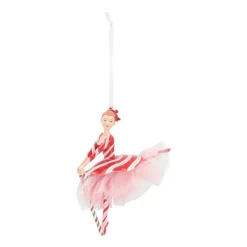 Christmas Ornament Ballerina With Candy Cane | Polyresin | 16cm